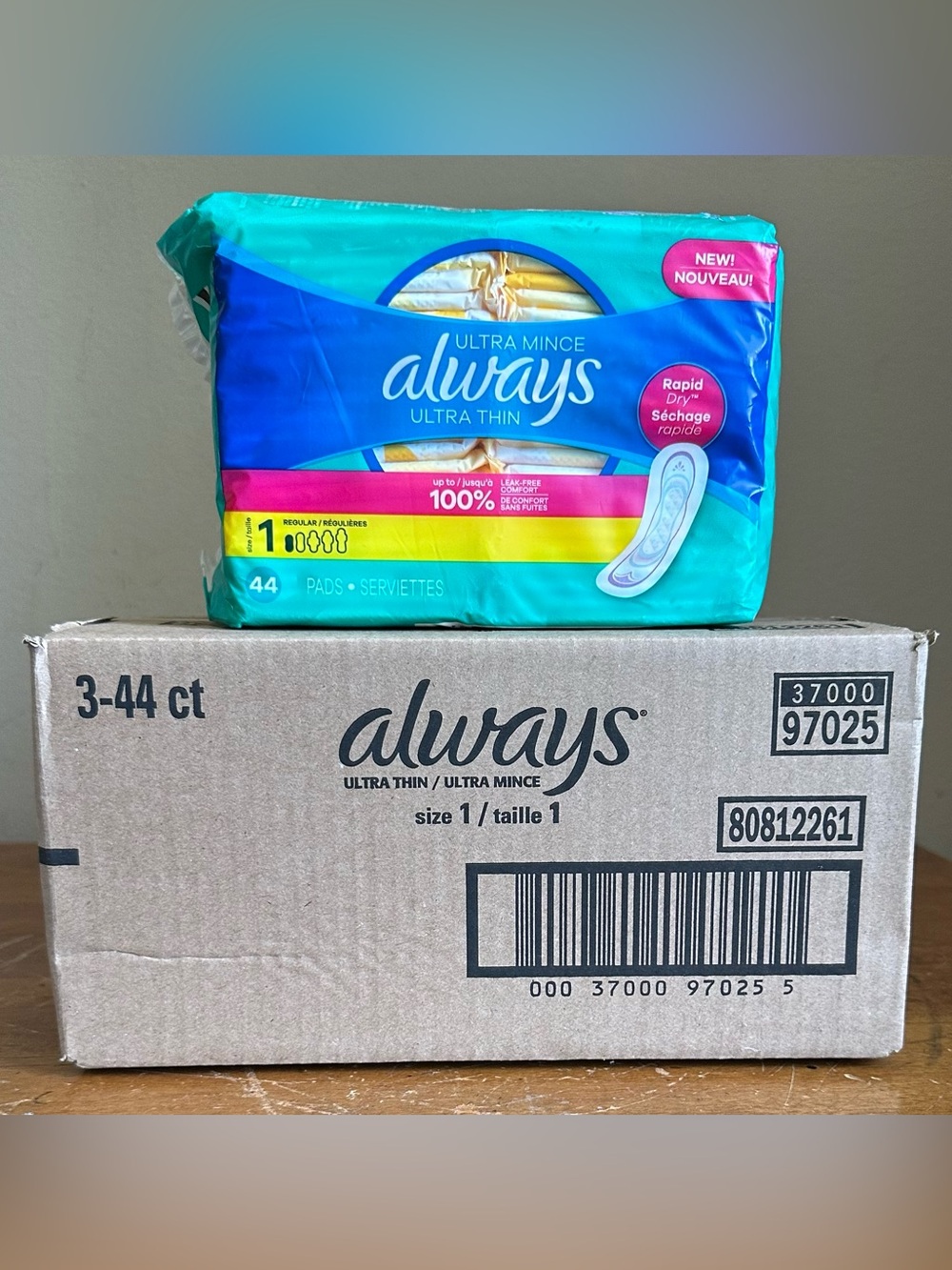 Always Ultra Thin Pads - Teal, Blue & Yellow Packaging